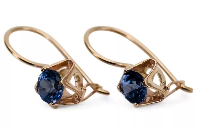 Sapphire Original Vintage 14K Rose Gold Earrings Vintage Jewlery vec142r